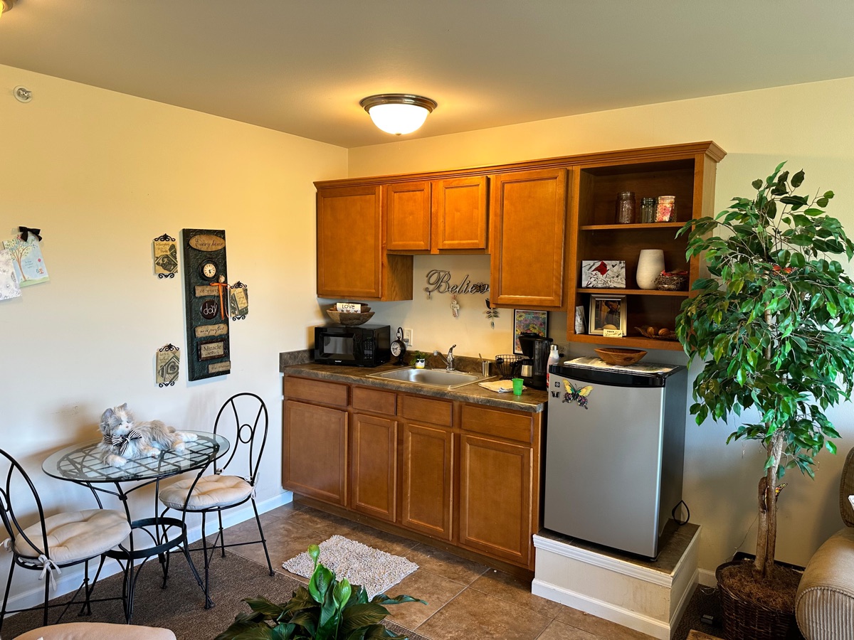 Apartment unit kitchenette at Prairie Gardens